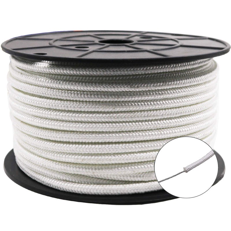 Amgate 5/16 inch Flag Pole Rope with Wire Core Center, 5/16" by 100 Ft Flagpole Braided Polyester Halyard Line Steel Center - Industrial Grade for Flagpoles, Pulleys, Sailboats - Image 1